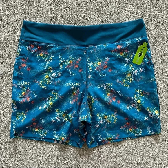 Lands' End Elastic Waist‎ Board Shorts Hybrid Spandex Undershorts Floral Large - Picture 1 of 10